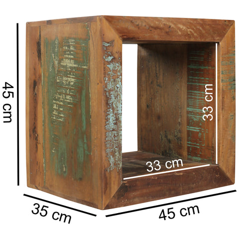 Rootz Side Table -  Shabby-Chic - Mango Solid Wood - Small Brown Table - Design Cube - 45x45x35cm