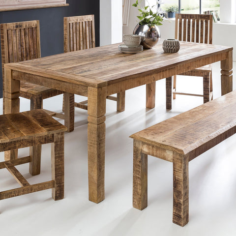 Rootz Dining Table - Dining Room Table - Kitchen Table - 6-8 People - Brown - Solid Mango Wood - 120 x 70 x 76 cm