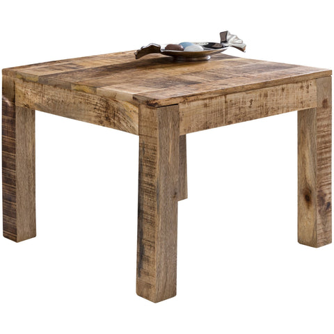 Rootz Tisch – Massivholz – natürliches Mangoholz – rustikaler Couchtisch im Landhausstil – Wohnzimmertisch aus Massivholz – 60 x 60 x 47 cm 