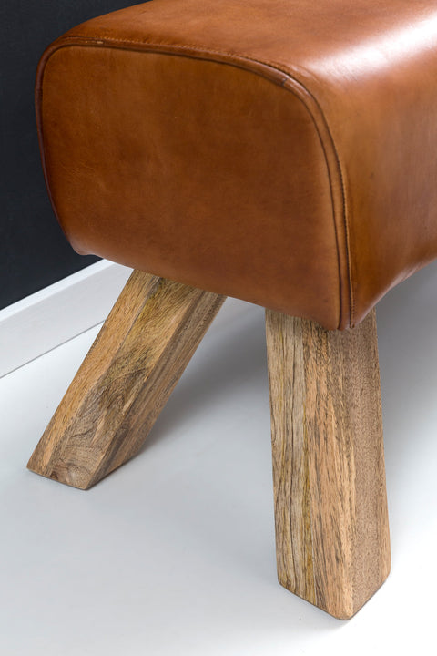 Rootz Seat Bench - Design Brown Leather - Swivel Chair Bench Stool - Wardrobe Bench Stool - 90 x 30 x 43 cm