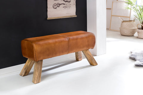 Rootz Seat Bench - Design Brown Leather - Swivel Chair Bench Stool - Wardrobe Bench Stool - 90 x 30 x 43 cm