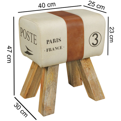 Rootz Turnbok Stool - Bench - Bench - Gymnastic Stool - Springbok - Canvas - Leather - Wood - Brown