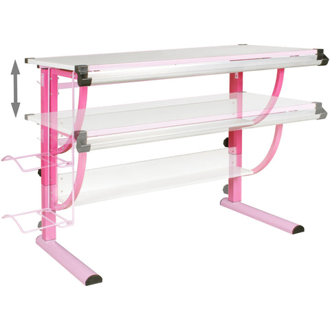 Rootz Children's Desk - Children's Work Table - Work Table - Desk - Standing Desk - Adjustable - Pink