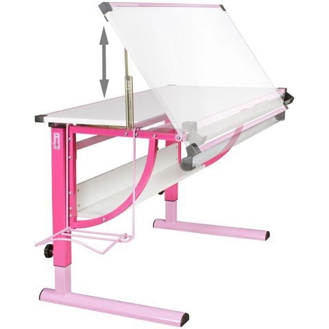 Rootz Children's Desk - Children's Work Table - Work Table - Desk - Standing Desk - Adjustable - Pink