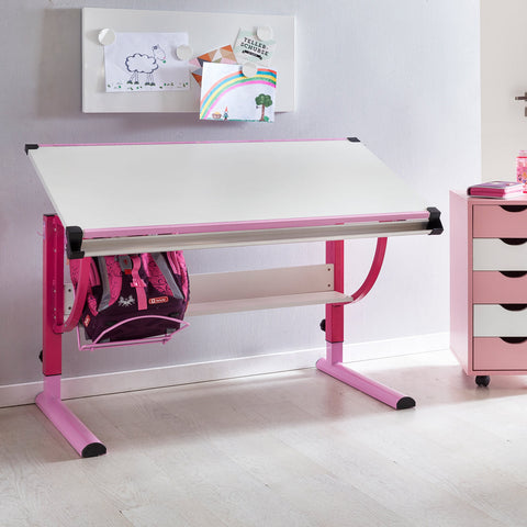 Rootz Children's Desk - Children's Work Table - Work Table - Desk - Standing Desk - Adjustable - Pink