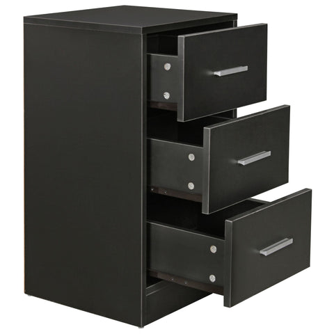 Rootz Nightconsole – Modernes Sideboard mit 3 Schubladen in Schwarz – Design-Nachttisch – Extra hoher Nachttisch – Holz – 37,5 x 68 x 35 cm