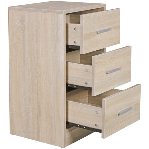 Rootz Sideboard with 3 Drawers - Contemporary Wood - Design Nightstand - Extra High Nightstand - 37.5 x 68 x 35 cm