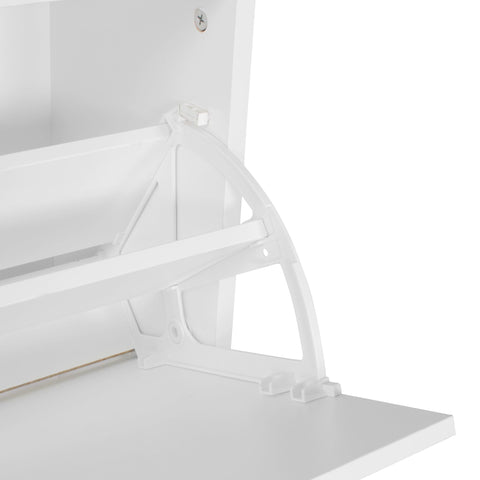 Rootz Wardrobe with Mirror & Shoe Cabinet - White Wall-Mounted - Modern Compact Hallway Wardrobe for Jackets & Shoes