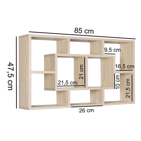 Rootz Wall box - Wall cabinet - Compartments - Decoration shelf - Open - Sonoma