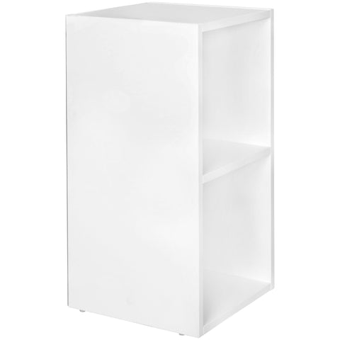 Rootz Wood Shelf - Modern White - Small Wall Storage Shelf - Narrow Bookcase with 2 Shelves - 30x60x30cm