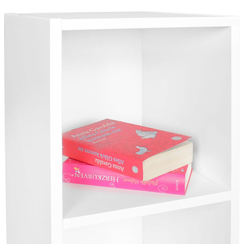 Rootz Wood Shelf - Modern White - Small Wall Storage Shelf - Narrow Bookcase with 2 Shelves - 30x60x30cm