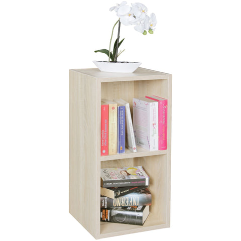 Rootz Bookshelf - MDF Wood - Design Storage Shelf - Modern Hall Wooden Shelf - Sonoma -  2 Compartments