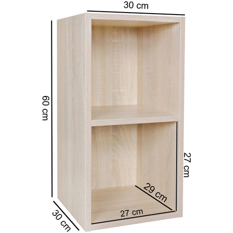 Rootz Bookshelf - MDF Wood - Design Storage Shelf - Modern Hall Wooden Shelf - Sonoma -  2 Compartments