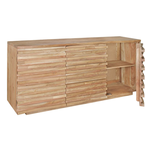 Rootz Cupboard - Chest of Drawers & Doors - Acacia Wood - Country Style Hallway Cupboard - 160 x 75 x 43 cm