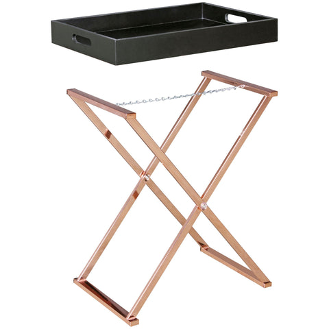 Rootz Side Table - Table With Tray - Separate Tray - Coffee Table - Black - Gold/Copper