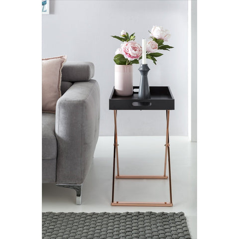 Rootz Side Table - Table With Tray - Separate Tray - Coffee Table - Black - Gold/Copper