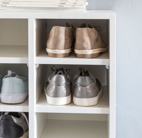 Rootz Wood Rack - White - High Shelf - Large Design Shoe Rack for 20 Pairs of Shoes - Space-Saving Shoe Storage - Modern XXL Shoe Storage - 91 x 67 x 33 cm