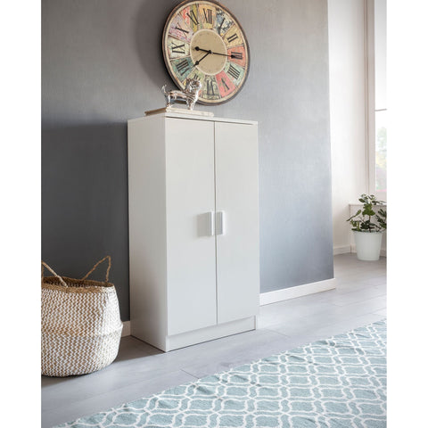 Rootz Shoe Cabinet - Approximately 14 Pairs - Shoes Organizer - Shoe Rack - White - Doors