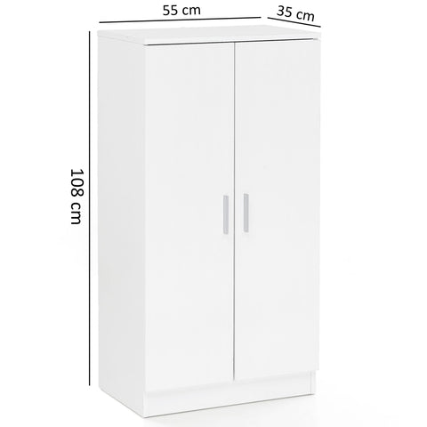 Rootz Shoe Cabinet - Approximately 14 Pairs - Shoes Organizer - Shoe Rack - White - Doors