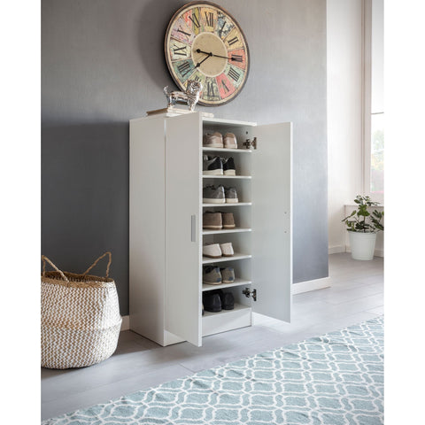 Rootz Shoe Cabinet - Approximately 14 Pairs - Shoes Organizer - Shoe Rack - White - Doors