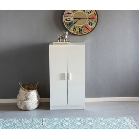 Rootz Shoe Cabinet - Approximately 14 Pairs - Shoes Organizer - Shoe Rack - White - Doors