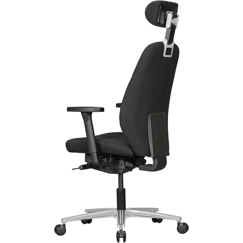 Rootz Executive Armchair - Chair with Headrest - Black Fabric - Design - Synchro Mechanics & Adjustable Armrests - Ergonomic Swivel Desk Chair (120kg)