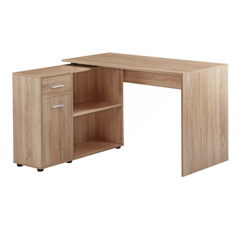 Rootz Eckschreibtisch mit Regal – Sonoma Design – Moderner Büroschreibtisch für Arbeitszimmer und Heimbüro – 120 x 75,5 x 106,5 cm 