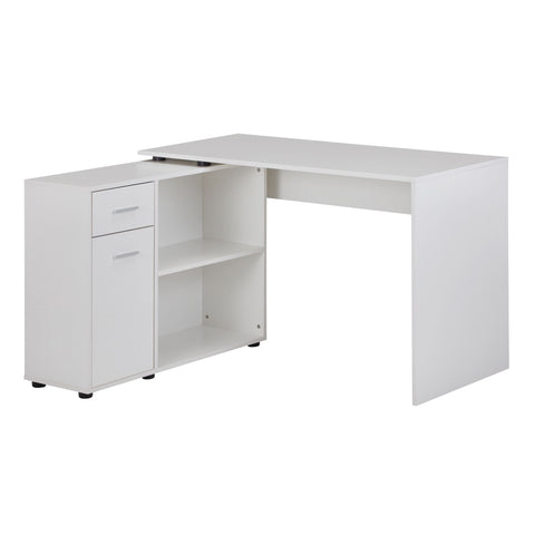 Rootz Eckschreibtisch mit Regal – Weißes Design – Moderner Büroschreibtisch für Arbeitszimmer und Heimbüro – 120 x 75,5 x 106,5 cm 