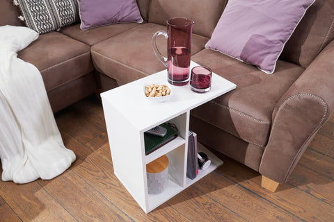 Rootz Holz-Beistelltisch – Design-Beistelltisch für Sofa – kleiner moderner Couchtisch – quadratischer Couchtisch – hoher Sofatisch – Weiß – 50 x 50 x 30 cm 