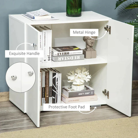 Rootz Storage Cabinet - Freestanding Storage Cabinet - With 2 shelves - White - 70cm x 39cm x 70cm