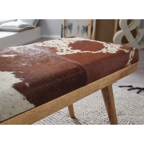 Rootz Bank – Bank – Stauraum – Schublade – Rindsleder – massives Mangoholz – Flurbank – gepolsterte Bank