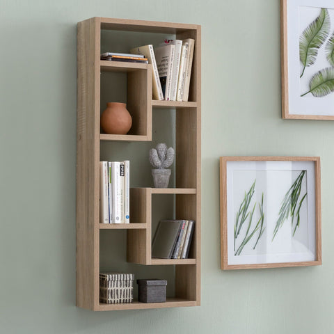 Rootz Wall Shelf - Sonoma - Modern Design Hanging Shelf - Floating Wooden Wall Shelf - Narrow Bookshelf - High Decorative Floating Shelf - 36x90x13.5cm