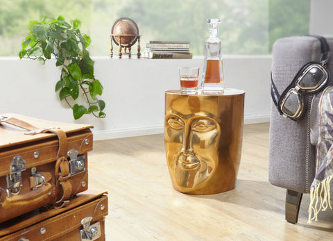 Rootz Coffee Table - Oriental Gold - Aluminum - Metal-Faced Coffee Table - Modern Designer Filing Table - Narrow Small Table -  35x35x39cm