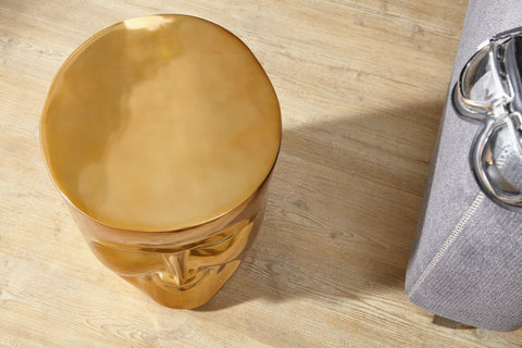 Rootz Coffee Table - Oriental Gold - Aluminum - Metal-Faced Coffee Table - Modern Designer Filing Table - Narrow Small Table -  35x35x39cm