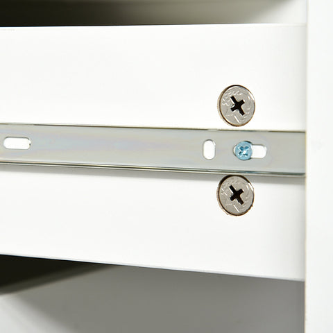 Rootz Sideboard - Kitchen Cabinet - Storage Cabinet - 2 Drawers - French Doors - Push to Open - White - Anti-tilt Protection - Processed Wood