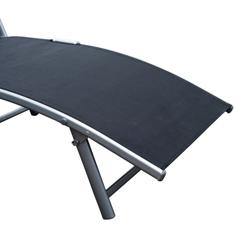 Rootz Liege – Klappstuhl – Strandstuhl – Kissen – klappbar – verstellbar – Armlehnen – Schwarz – Silber