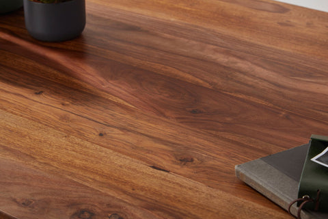 Rootz Dining Table - Sheesham Solid Wood - Designer Kitchen Table - Rustic & Modern - Large Solid Wood Dining Table - 120x77x60cm