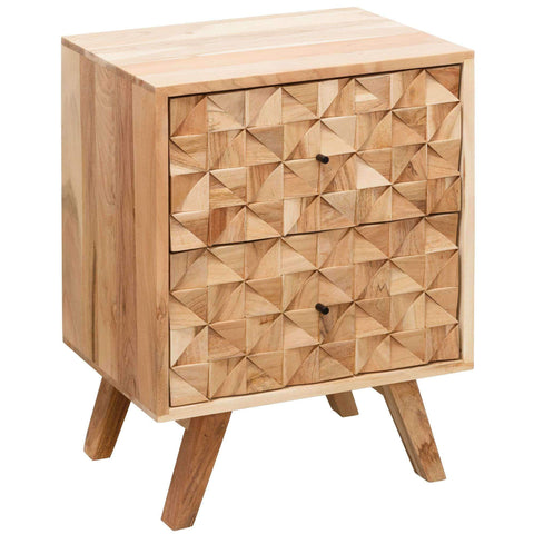 Rootz Bedside table - Bedside table Solid Acacia Wood - Cupboard - Brown - 44 x 61 x 35 cm