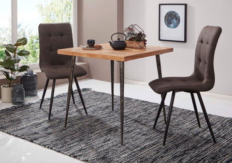 Rootz Dining Table - Acacia Wood - Metal Industrial Design - Small and Square - 80x76x80cm