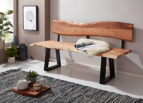 Rootz Dining Table - Acacia Wood - Solid Wood Bench with Tree Edge - 180x85.5x60cm