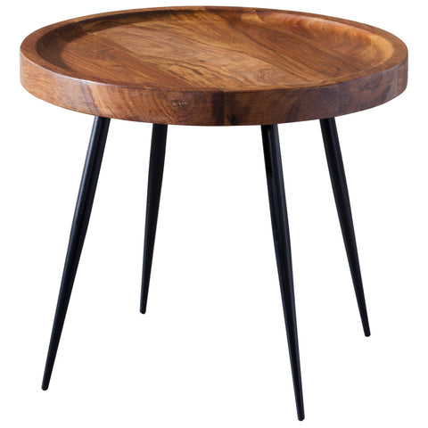 Rootz Side Table -  Sheesham Wood - Metal Coffee Table in Industrial Style - 46x40x46cm