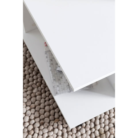 Rootz Salontafel - Salontafel Op Wielen - Opbergruimte - 74 x 74 x 43,5 cm - Wit