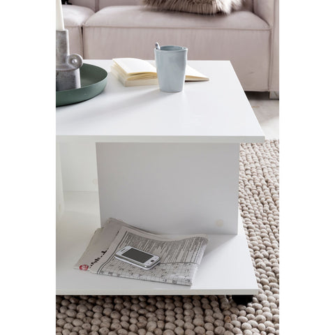 Rootz Salontafel - Salontafel Op Wielen - Opbergruimte - 74 x 74 x 43,5 cm - Wit