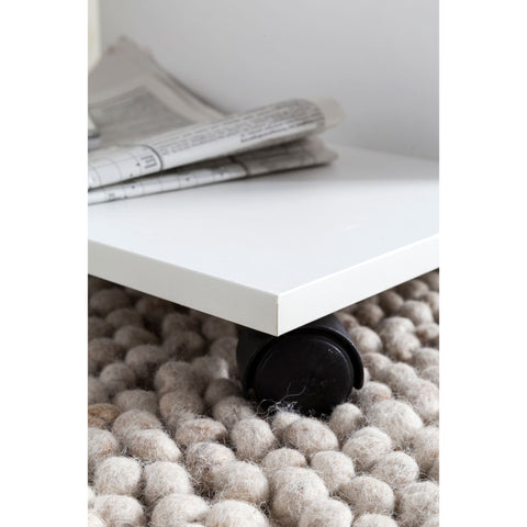Rootz Salontafel - Salontafel Op Wielen - Opbergruimte - 74 x 74 x 43,5 cm - Wit