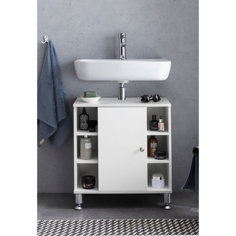 Rootz Waschbeckenmöbel – Waschbeckenschrank – Badezimmermöbel – Badezimmerschrank – 60 x 64 x 32 cm – Weiß