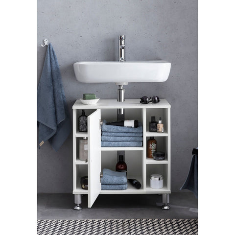 Rootz Waschbeckenmöbel – Waschbeckenschrank – Badezimmermöbel – Badezimmerschrank – 60 x 64 x 32 cm – Weiß