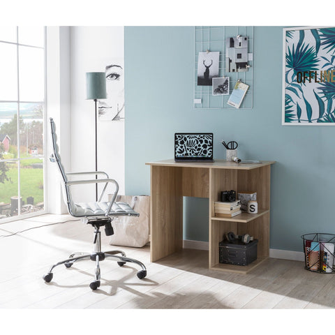 Rootz Desk - Computer Desk - Storage Space - 2 Shelves - - Oak - Office Table - 82 x 60 x 76