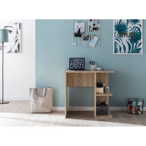 Rootz Desk - Computer Desk - Storage Space - 2 Shelves - - Oak - Office Table - 82 x 60 x 76
