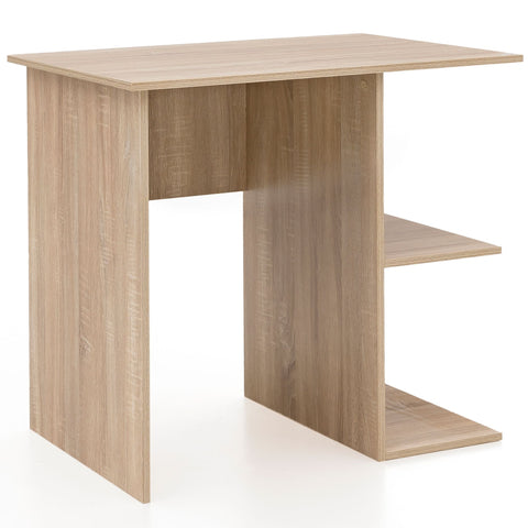 Rootz Desk - Computer Desk - Storage Space - 2 Shelves - - Oak - Office Table - 82 x 60 x 76