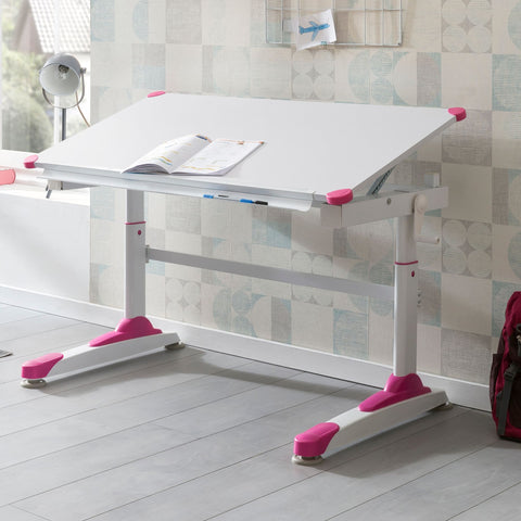 Rootz Utiwa Children's Desk - Desk - Work Desk - Children's Table - Work Table - Standing Desk - Pink/Blue - Adjustable Height - 119x67 cm